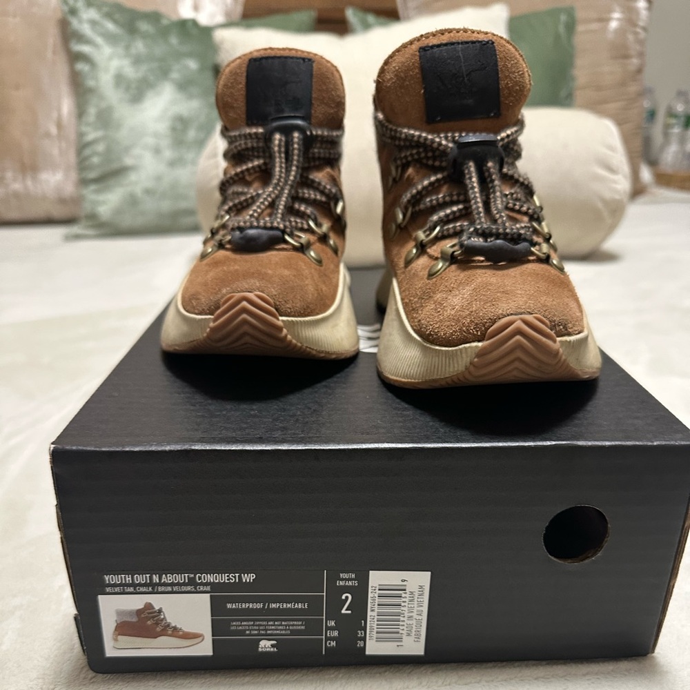 Sorel  Youth Out 'N About Conquest WP Tan Boots